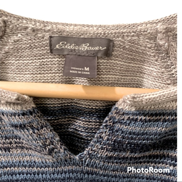 🏷️ Eddie Bauer Women’s Cotton Roll Hem Striped Sweater Medium M - Picture 4 of 5